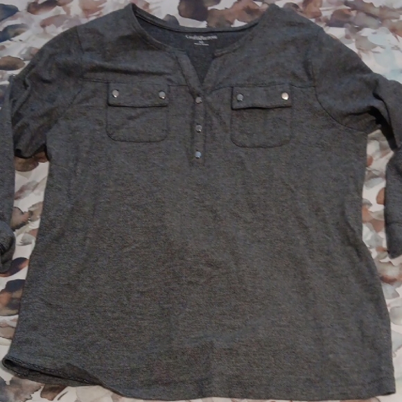 croft & barrow Tops - NAVY Long Sleeve Henley Shirt